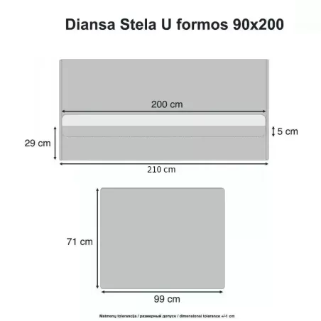 Lova Stela be patalynės dėžės, U formos