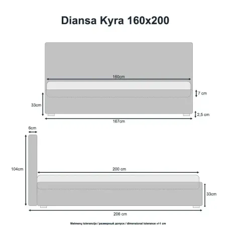 Lova Kyra 160x200 Avalon 01 + čiužinys Comfy
