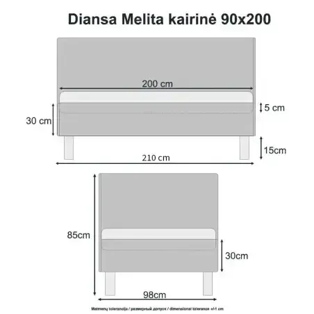 Lova Melita kairinė 90x200 Fancy 06