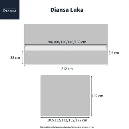 Lova Luka dešininė 90x200 Cloud 82 (nestandartinė)