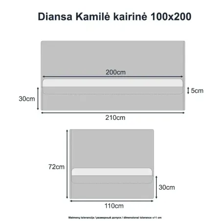 Lova Kamilė kairinė 100x200 Maloy 31 + čiužinys Comfy