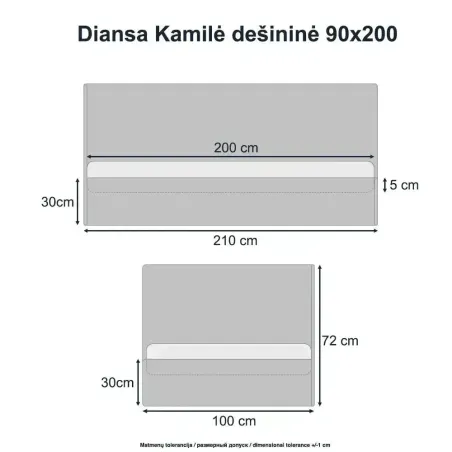 Lova Kamilė dešininė 90x200 Bilbao 01