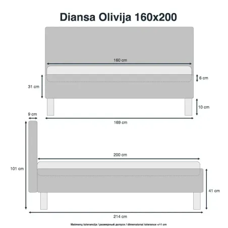 Lova Olivija 160x200 Cloud 87