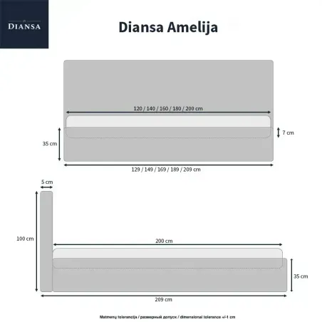 Lova Amelija 160x200 Storm 28